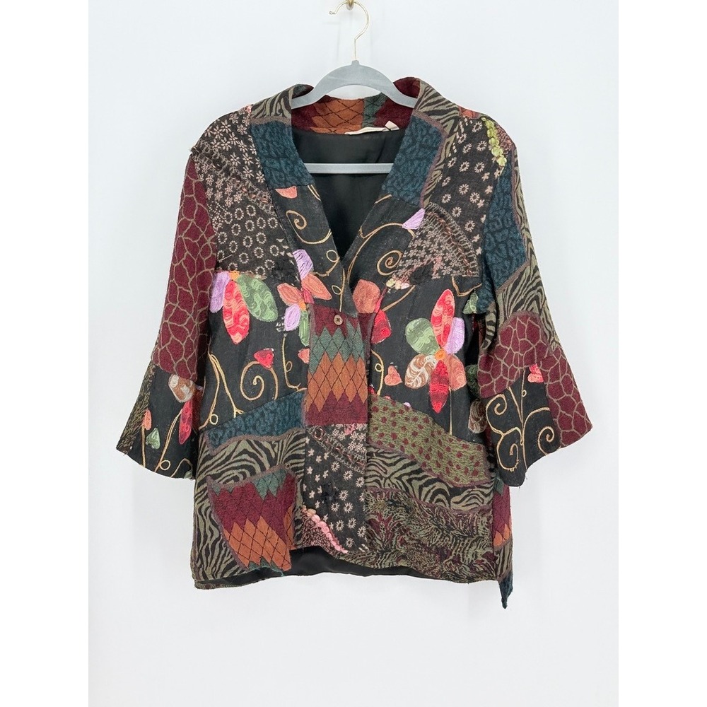 Soft Surroundings Women Patchwork Art to Wear Embroidered Jacket Size M Petite